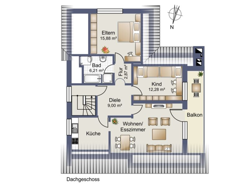Dachgeschoss — Freistehendes Haus in Gescher mit 731 m² Eckgrundstück – 2 Wohneinheiten möglich, Gescher